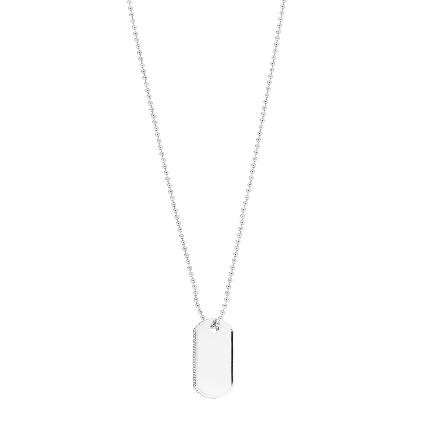 Sterling Silver Coin Edge Dog Tag Necklace