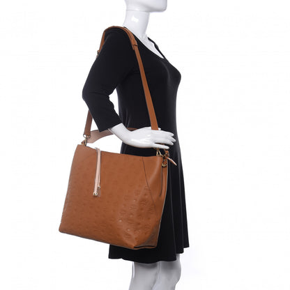 MCM Calfskin Ottomar Monogram Large Klara Hobo Cognac 2 of 9
