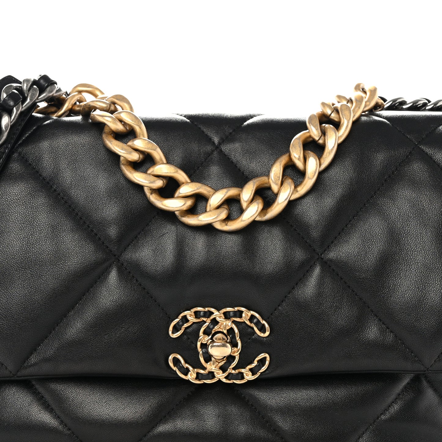 Lambskin Quilted Large Chanel 19 Flap Black