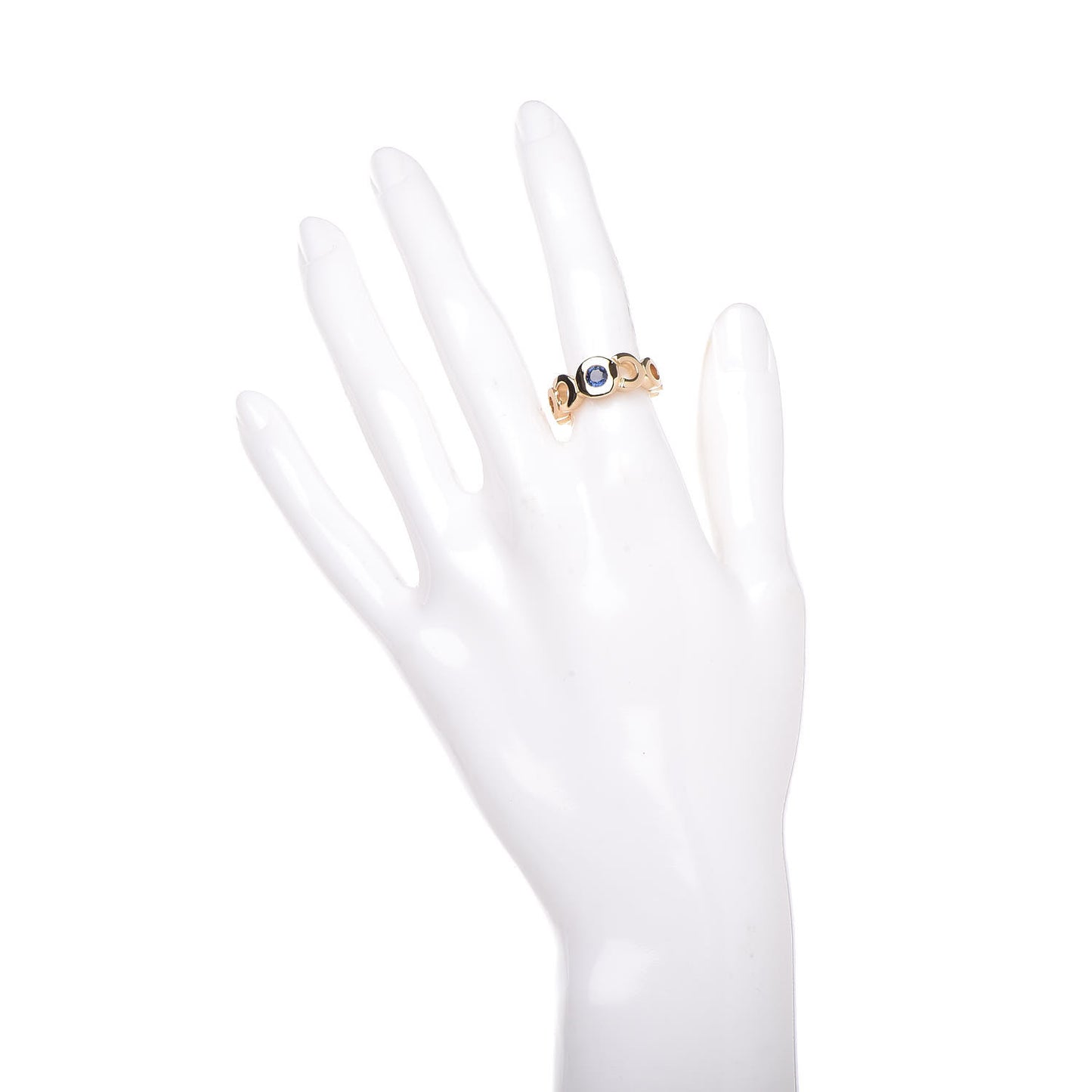 18K Yellow Gold Blue Sapphire Coco Band Ring 50 5.25