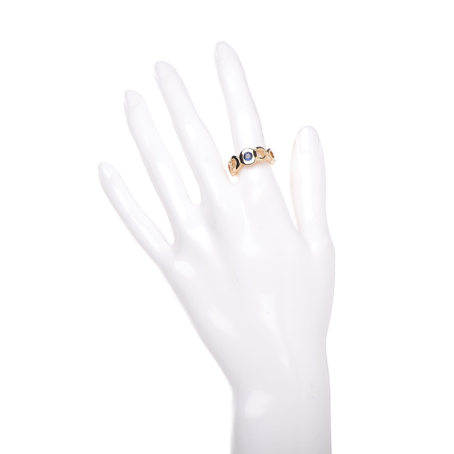 Chanel 18K Yellow Gold Blue Sapphire Coco Band Ring 50 5.25 2 of 5