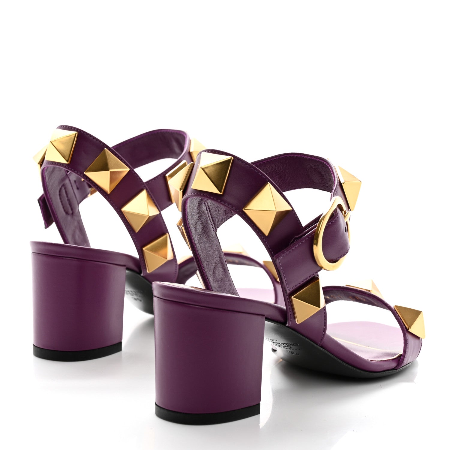 Valentino Garavani Calfskin Roman Stud 60mm Sandals 35 Prune 4 of 9