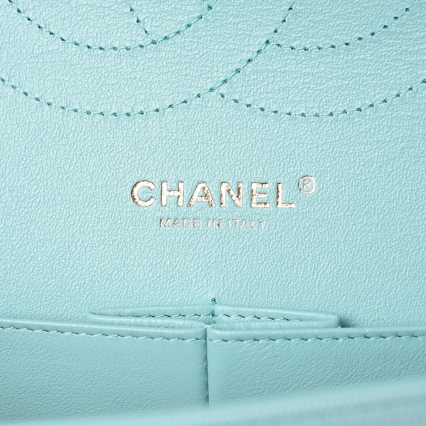 Caviar Quilted Jumbo Double Flap Light Blue