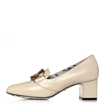 Gucci Malaga Kid GG Victoire 55mm Loafer Pumps 37 Vintage White 1 of 9