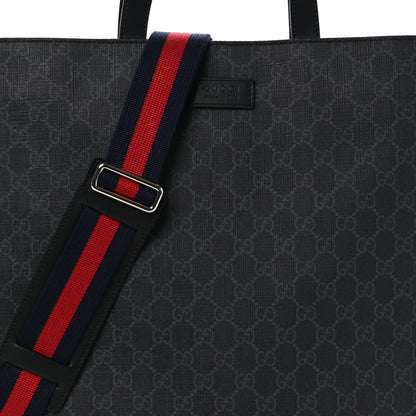 Gucci Soft GG Supreme Monogram Appia Calfskin Web Vertical Tote Black 8 of 10