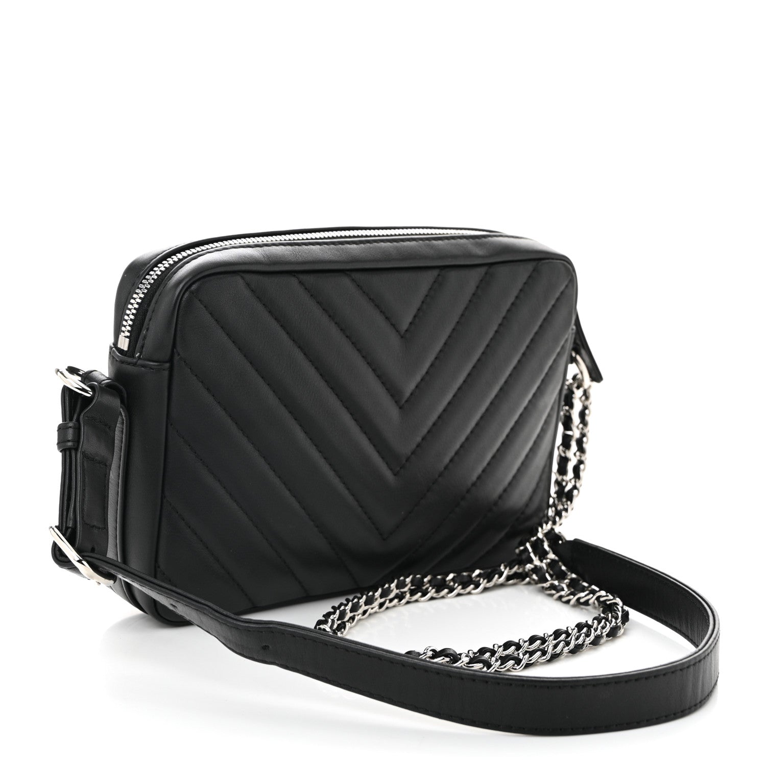 Chanel Lambskin Chevron Quilted Small Promenade Camera Black 3 of 11