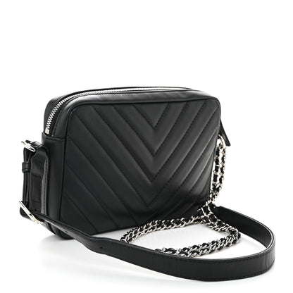 Chanel Lambskin Chevron Quilted Small Promenade Camera Black 3 of 11