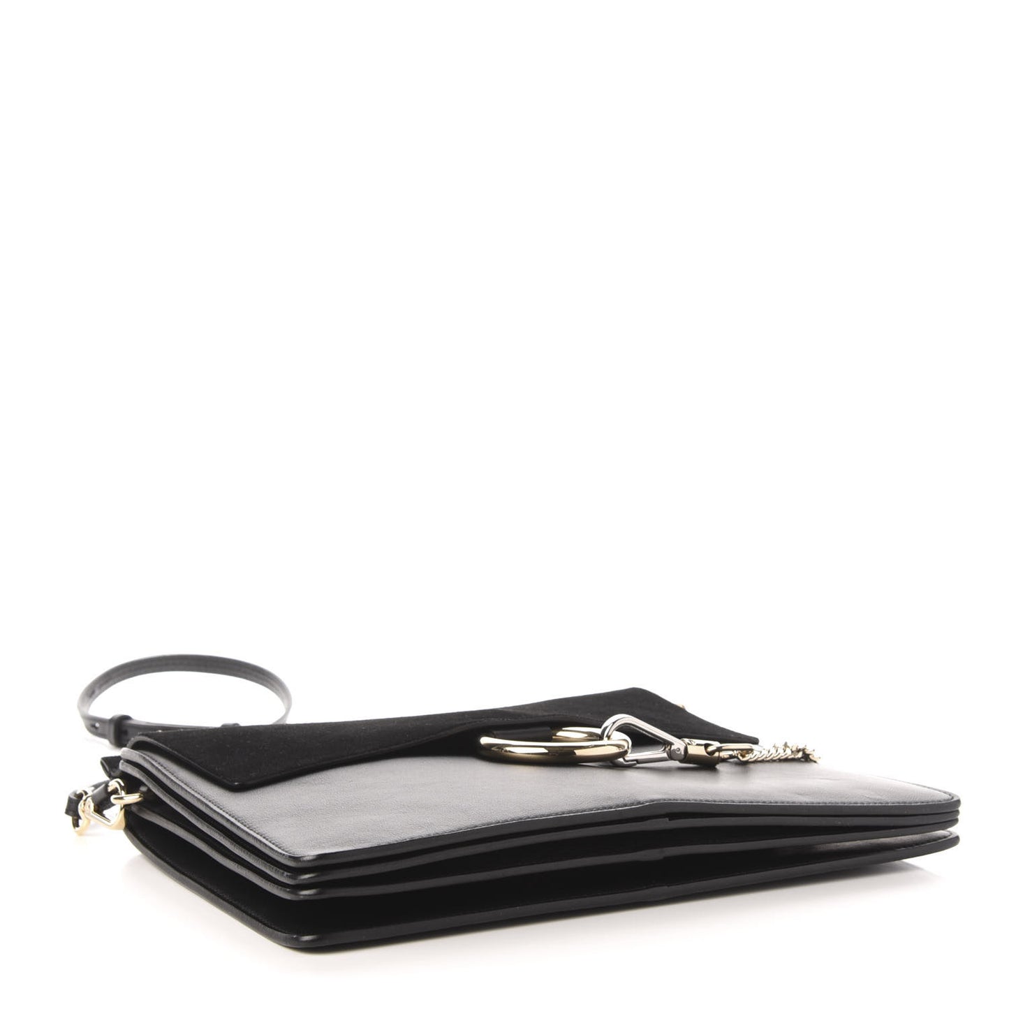 Suede Calfskin Medium Faye Shoulder Bag Black