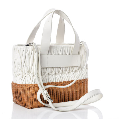 Miu Miu Nappa Matelasse Wicker Basket Bag White Miele 3 of 10