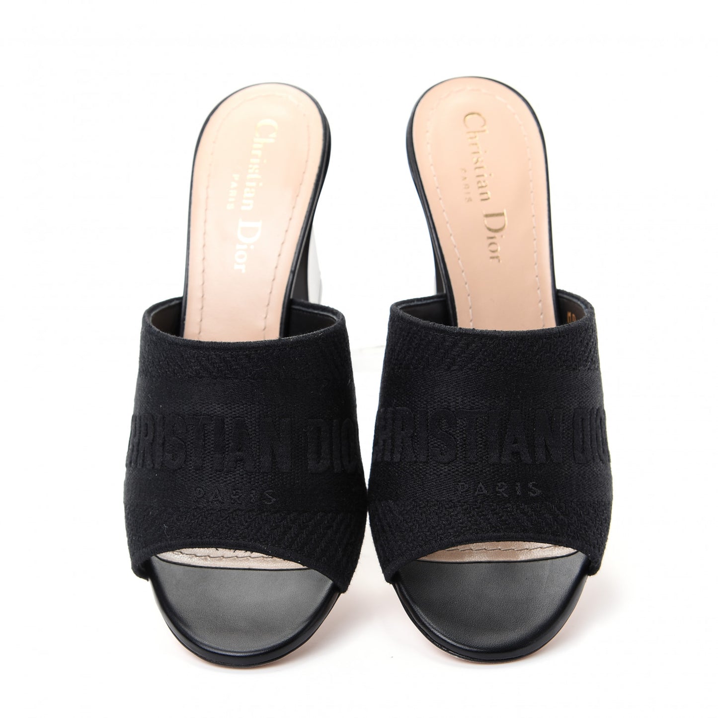 Cotton Embroidered Dway 85mm Slide Sandals 37.5 Black