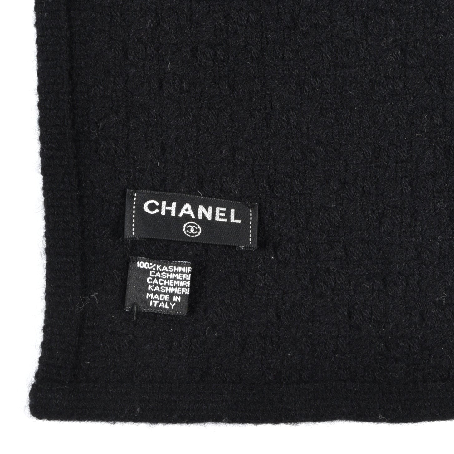 Chanel Cashmere Crystal Logo Scarf Black 4 of 4