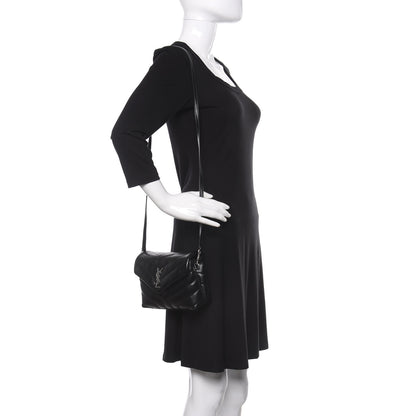 Saint Laurent Calfskin Y Quilted Monogram Toy Loulou Crossbody Bag Black 2 of 9