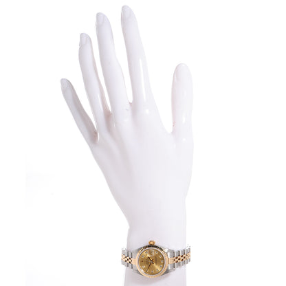 Rolex Stainless Steel 18K Yellow Gold Diamond 26mm Oyster Perpetual Datejust Watch Champagne 79173 2 of 8