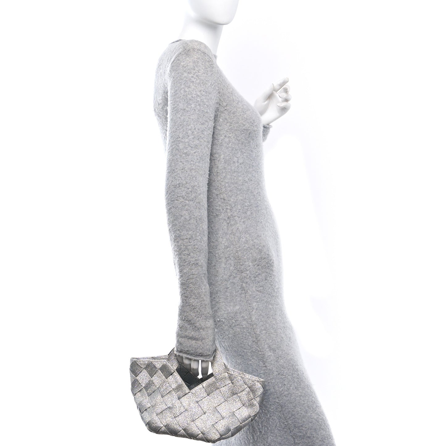 Webbing Maxi Intrecciato Mini Cassette Tote Silver