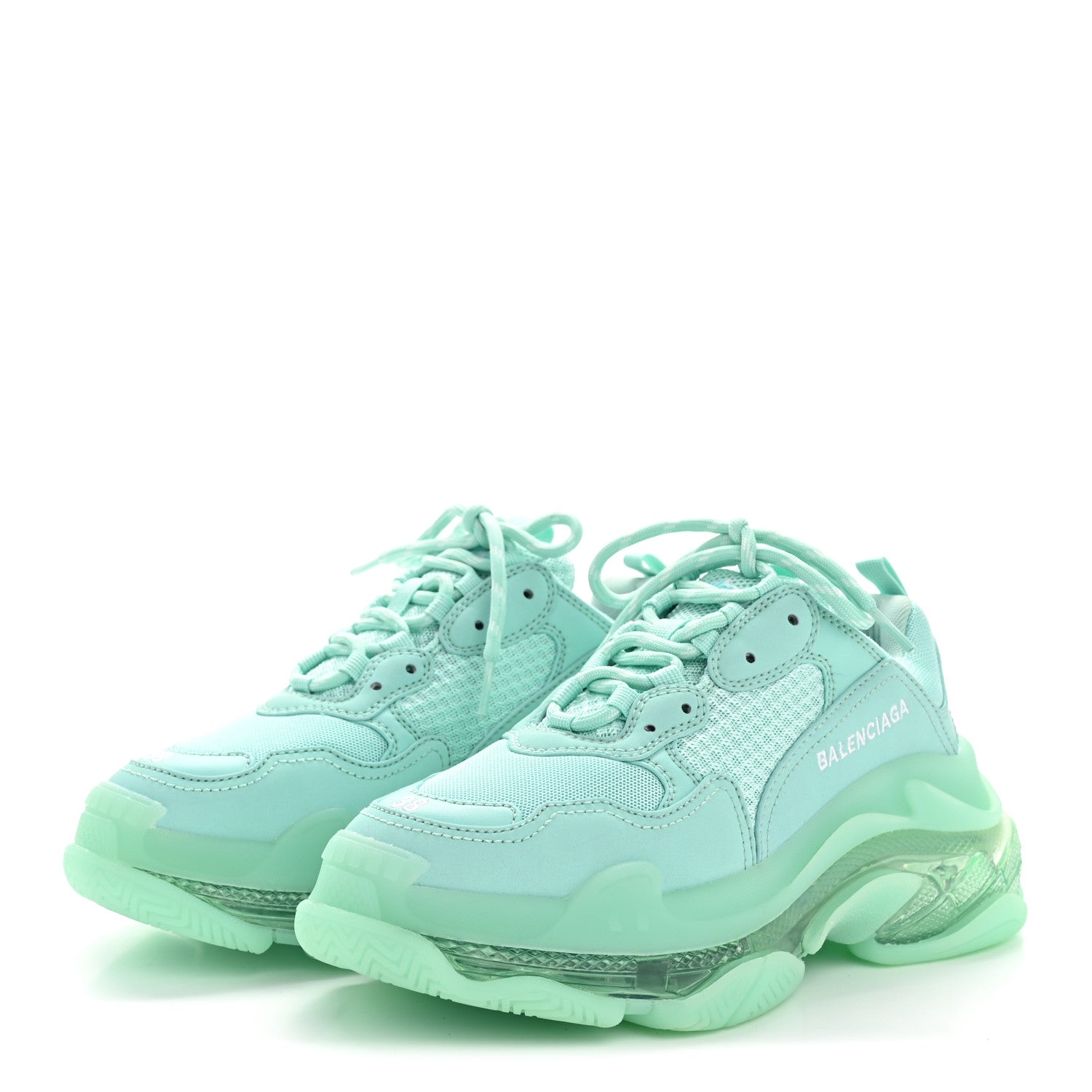 Balenciaga Fabric Mesh Clear Sole Womens Triple S Sneakers 38 Mint 4 of 9