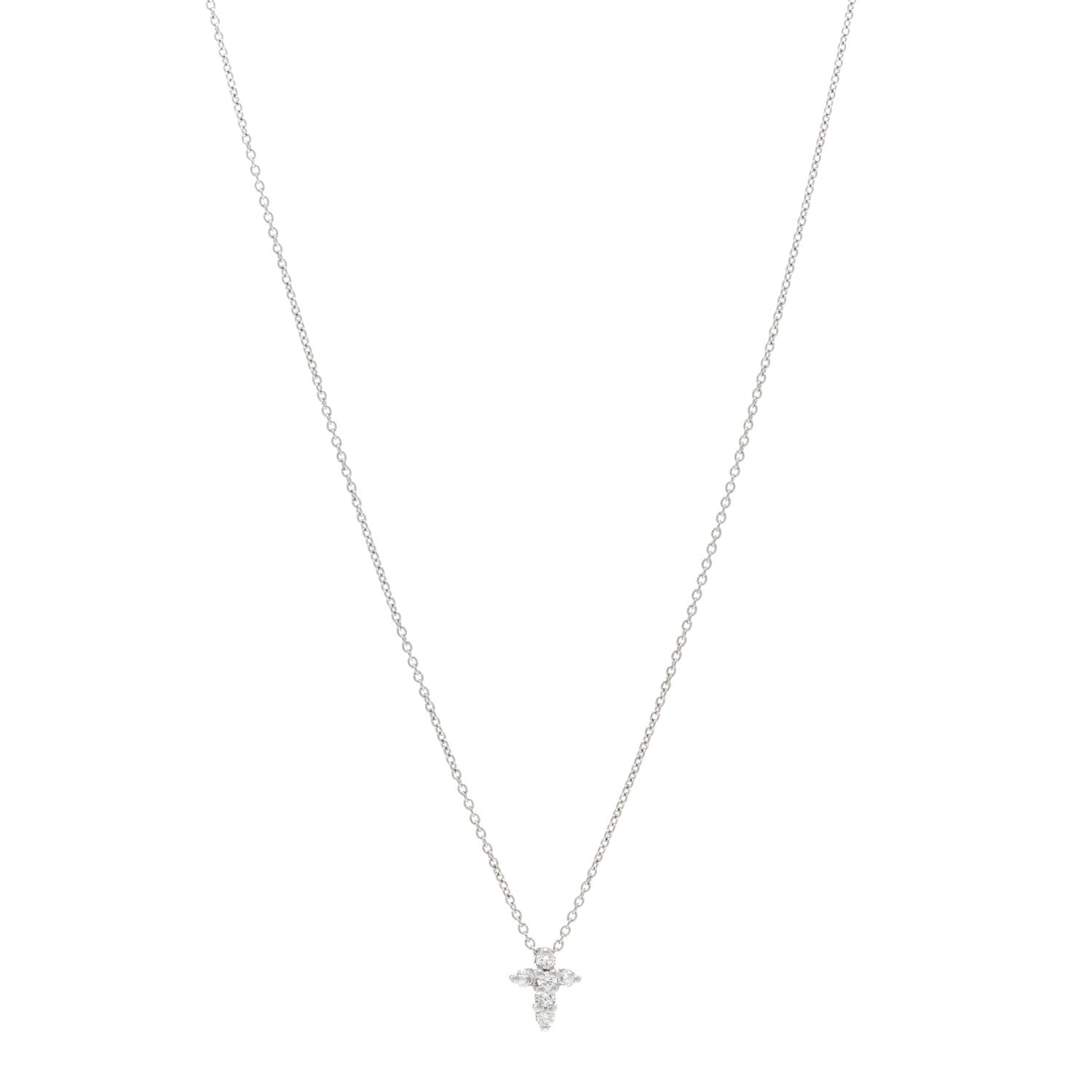 Roberto Coin 18K White Gold Diamond Tiny Treasures Baby Cross Pendant Necklace 1 of 4