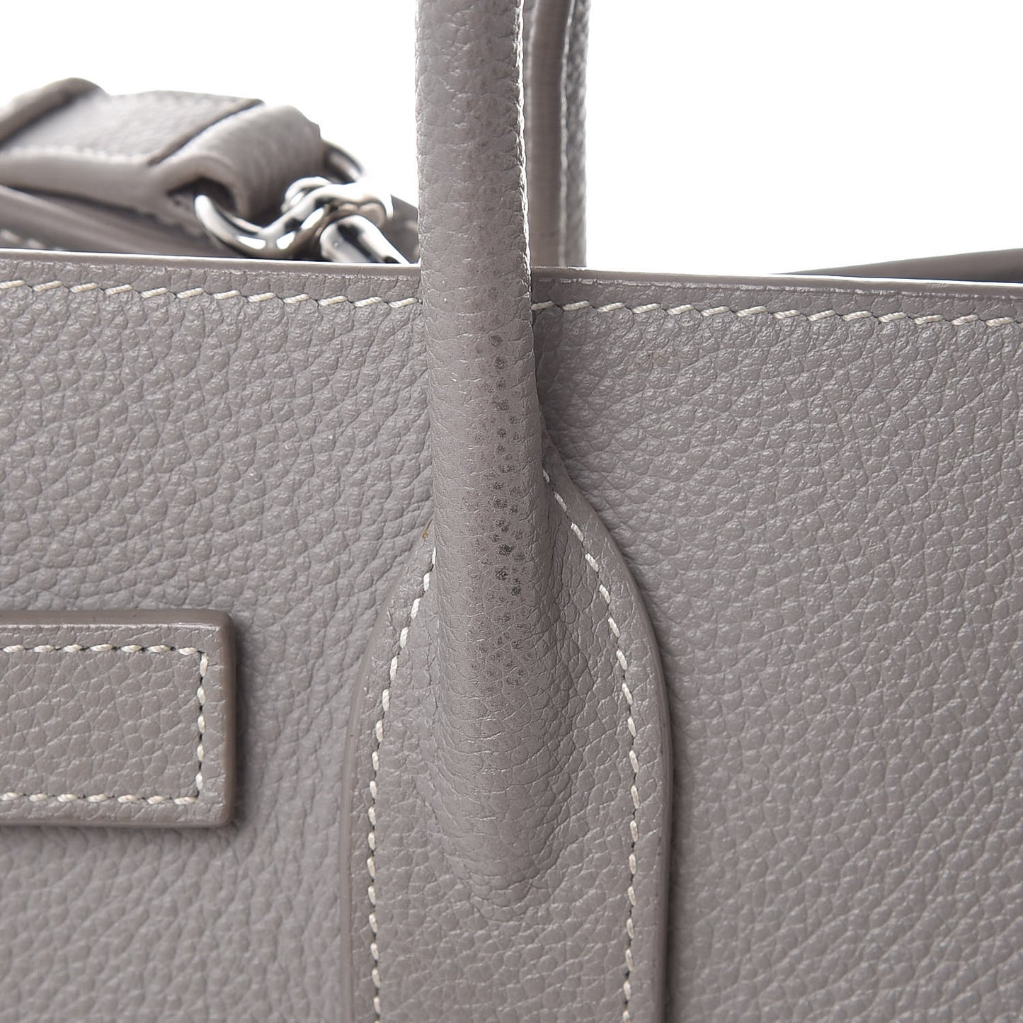 Grained Calfskin Topstich Baby Sac De Jour Grey