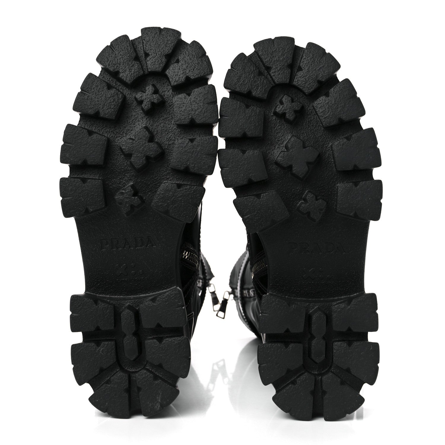 Prada Spazzolato Rois Re-Nylon Metal Triangle Logo Monolith Pouch Pocket 55mm Tall Combat Boots 38 Black 5 of 7