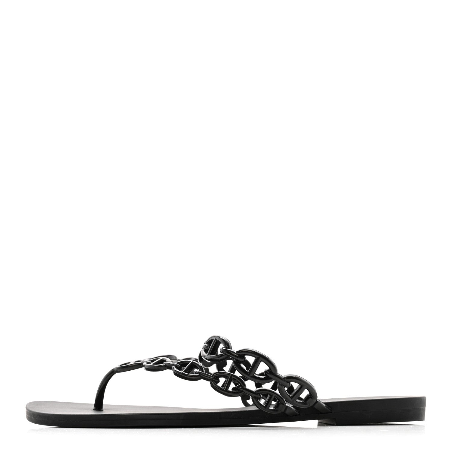 Hermes Rubber Chaine d'Ancre Island Sandals 39 Black 1 of 9