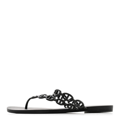 Hermes Rubber Chaine d'Ancre Island Sandals 39 Black 1 of 9