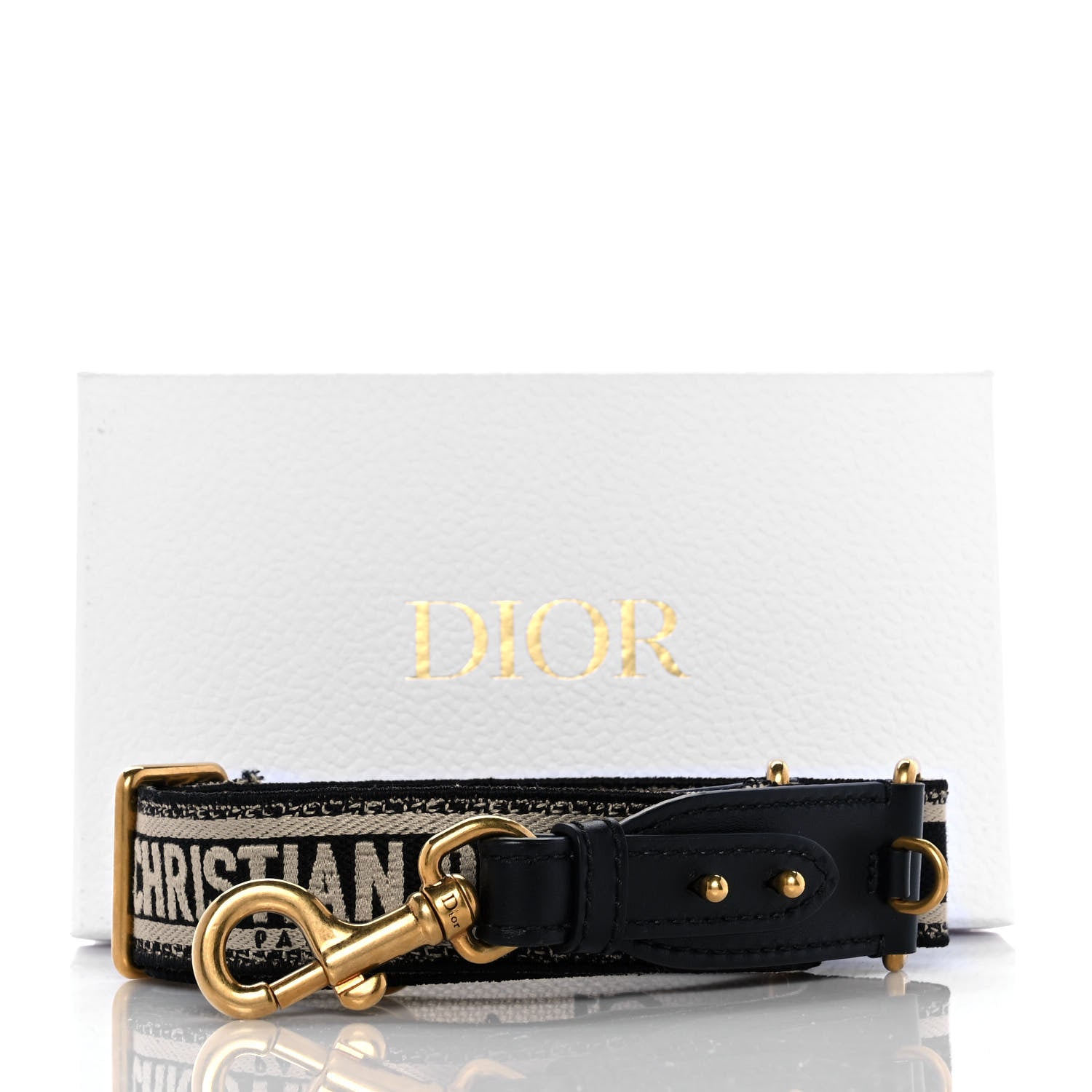 Christian Dior Canvas Embroidered Shoulder Strap Black 6 of 6