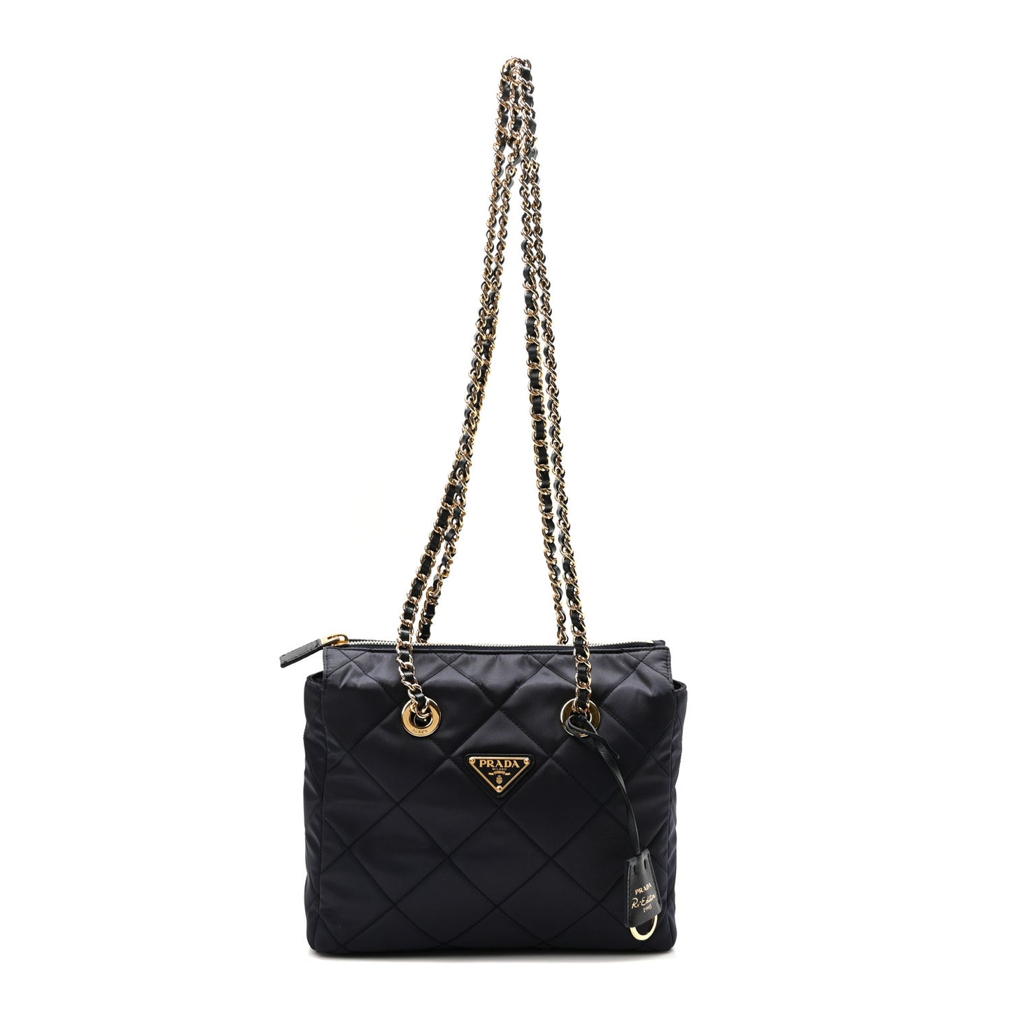 Re-Nylon Saffiano Stitched Re-Edition 1995 Chaine Shoulder Bag Navy