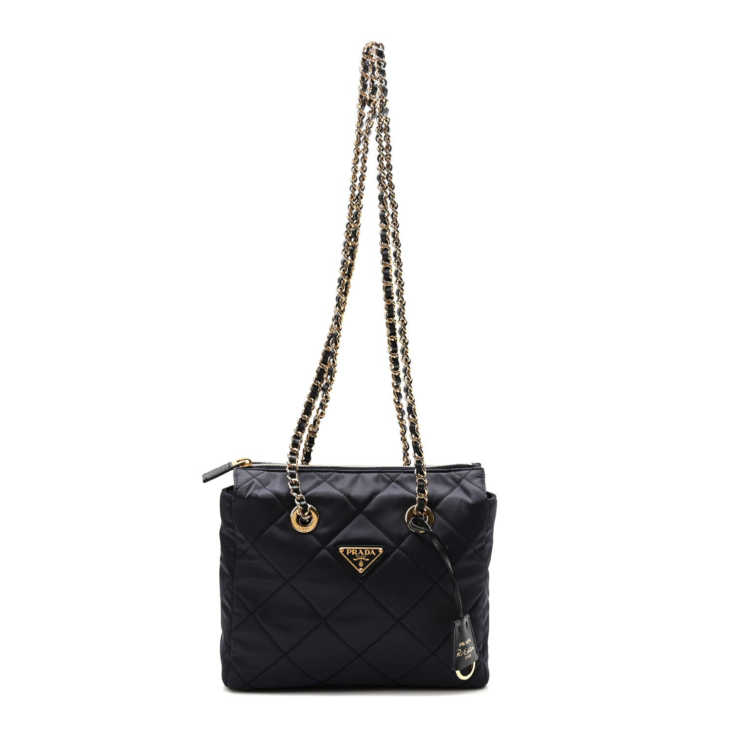 Prada Re-Nylon Saffiano Stitched Re-Edition 1995 Chaine Shoulder Bag Navy 1 of 9