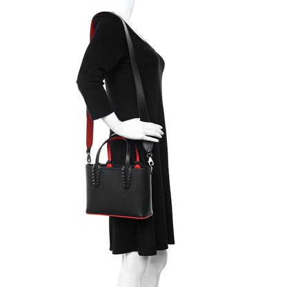 Christian Louboutin Calfskin Spikes Mini East West Cabata Tote Black 2 of 10