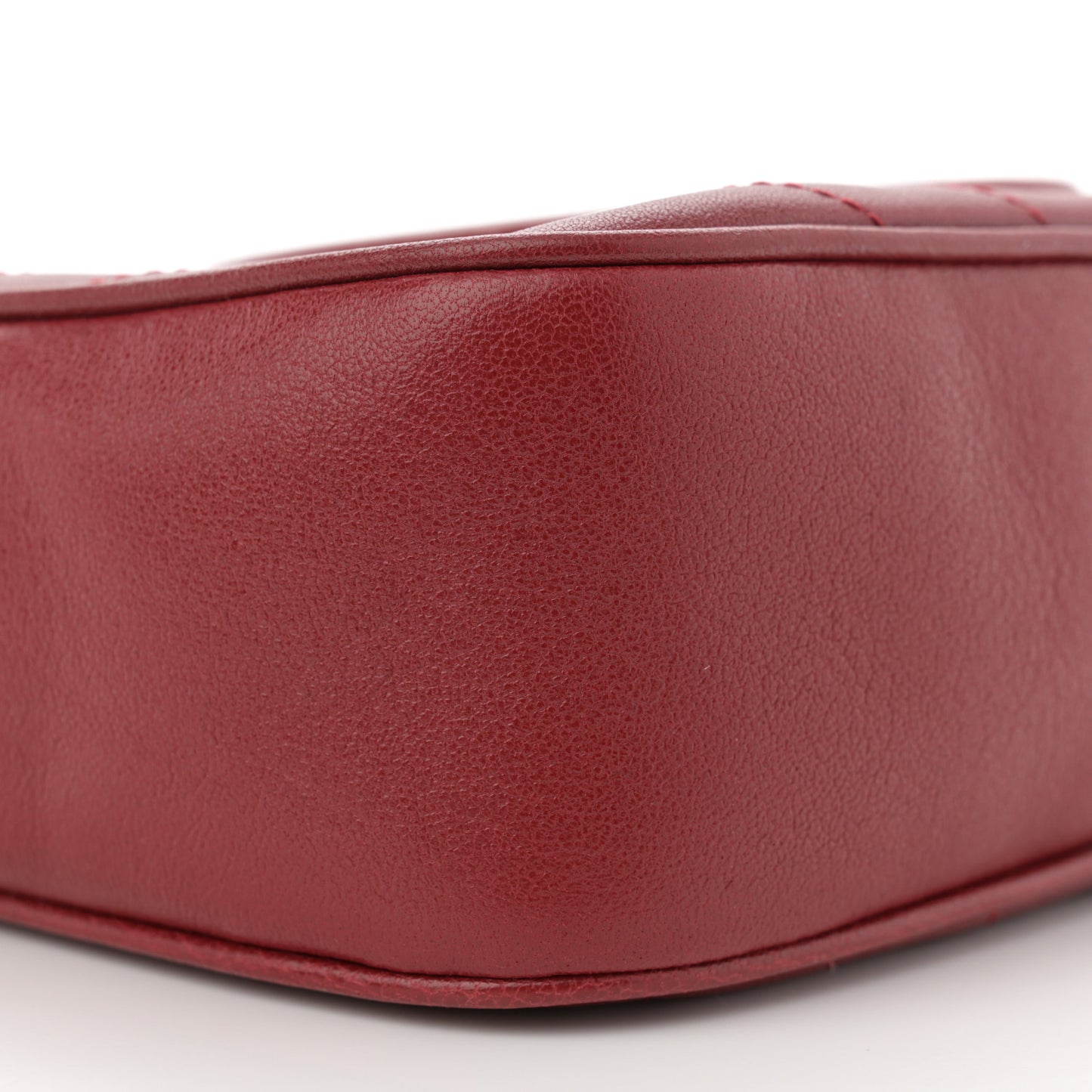 Sakai Be Green Calfskin Diagonal Stitched Small Blondie Shoulder Bag Rosso