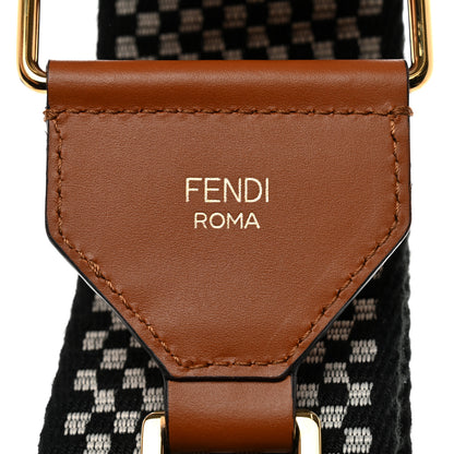 Fendi Ribbon Vitello King Logo Embossed Gingham Woven Adjustable Strap You Panna Black Cuoio 5 of 6