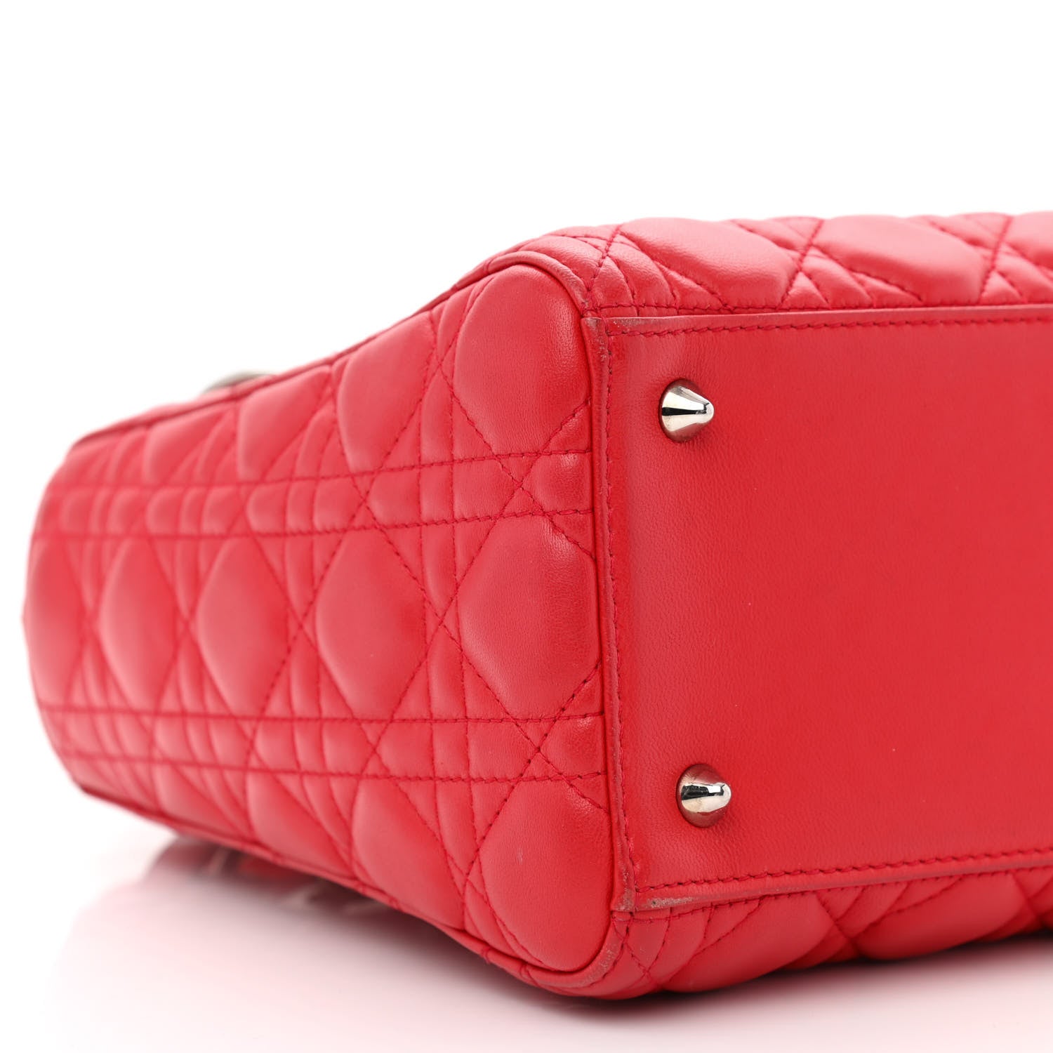 Christian Dior Lambskin Cannage Medium Lady Dior Red 9 of 14