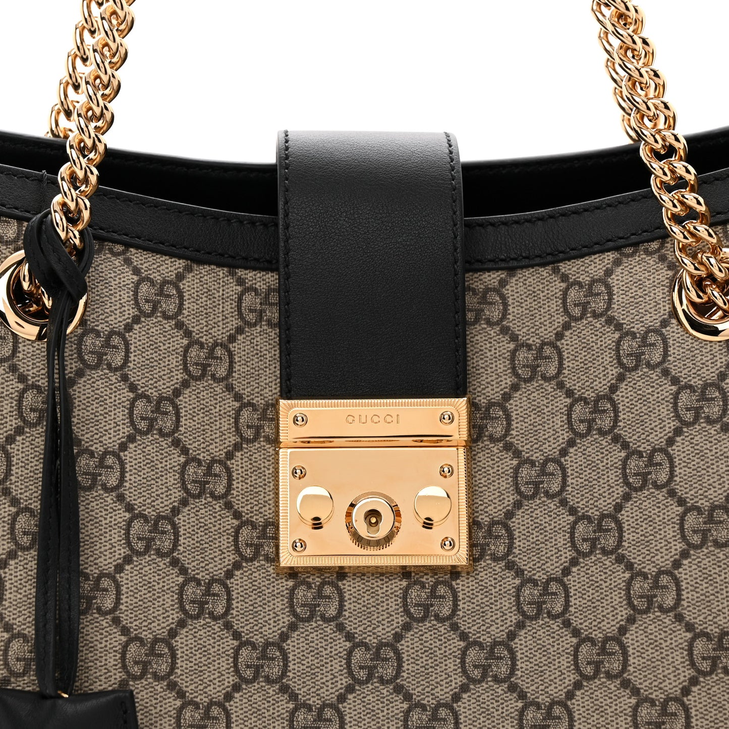 GG Supreme Monogram Medium Padlock Tote Black