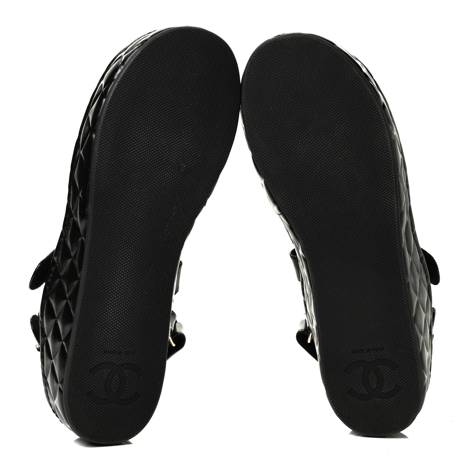 Chanel Shiny Calfskin Logo Platform Sandals 39 Black 5 of 7