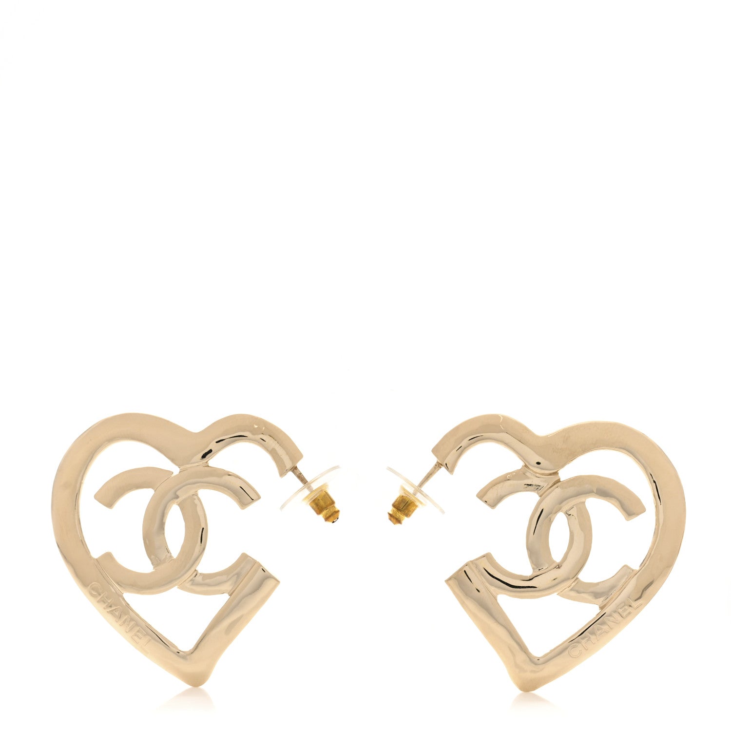 Chanel Metal CC Heart Coco In Love Hoop Earrings Gold 1 of 5