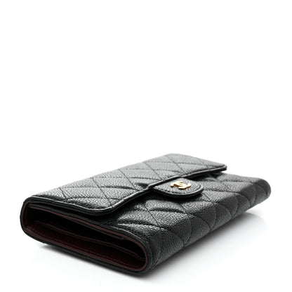 Chanel Caviar Quilted Long Flap Wallet Black 4 of 9