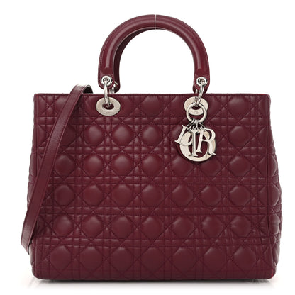 Christian Dior Lambskin Cannage Large Lady Dior Burgundy 1 of 9