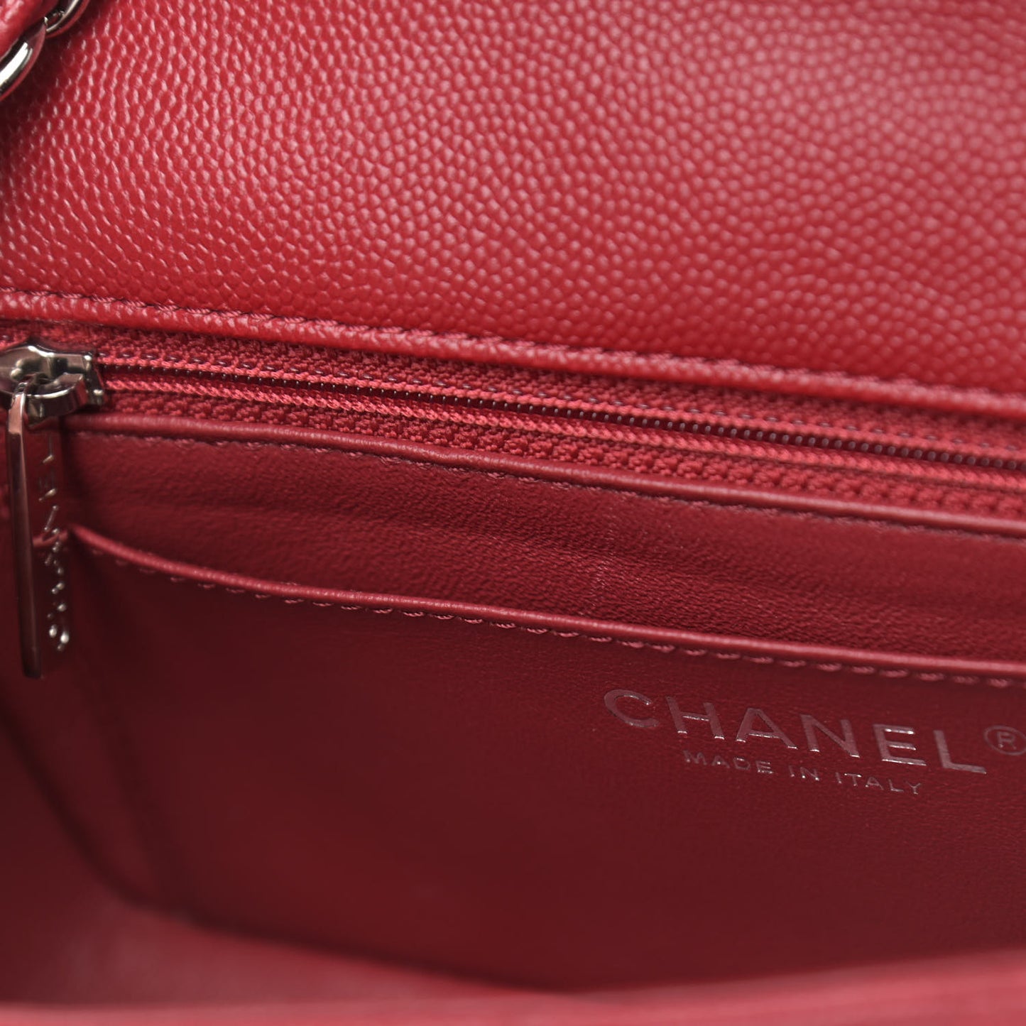 Caviar Quilted Mini Rectangular Flap Red