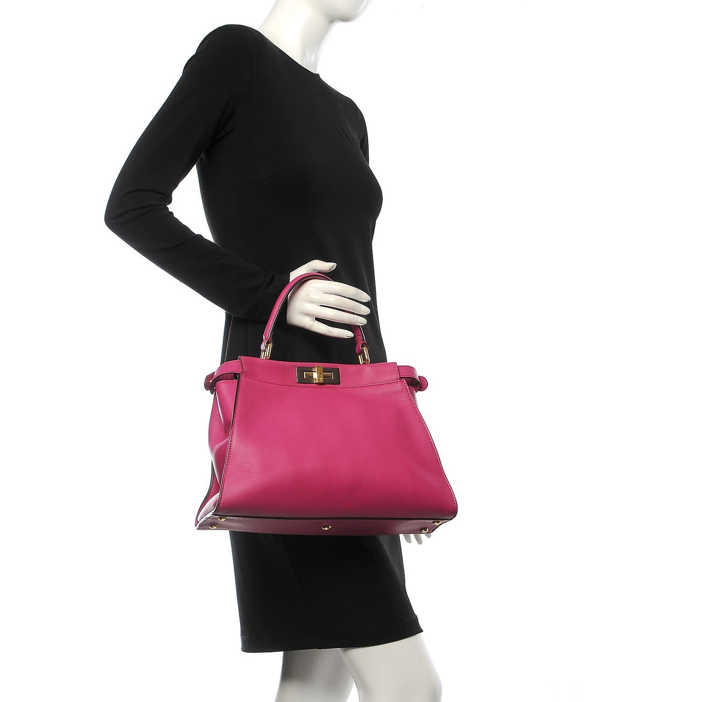 Vitello Seta Medium Peekaboo Iconic Satchel Magenta