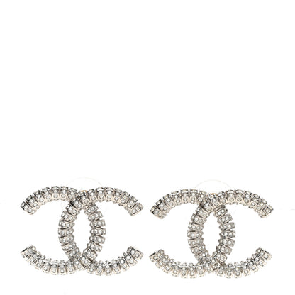 Chanel Crystal Large CC Earrings Silver 1 of 5