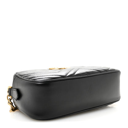 Gucci Calfskin Matelasse Small GG Marmont Chain Shoulder Bag Black 4 of 10