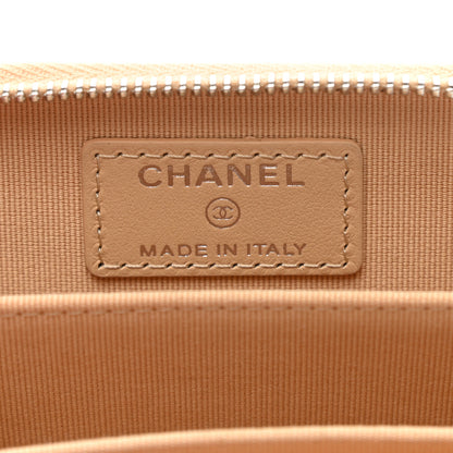Chanel Caviar Quilted Zip Around Coin Purse Beige 5 of 8