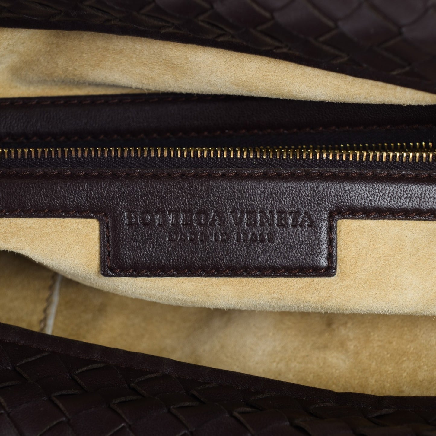 Nappa Intrecciato Shoulder Bag Ebano