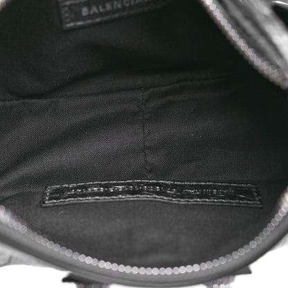 Balenciaga Extra Supple Calfskin Crystal Crocodile Embossed Le Cagole Shoulder Bag XS Gunmetal 6 of 11
