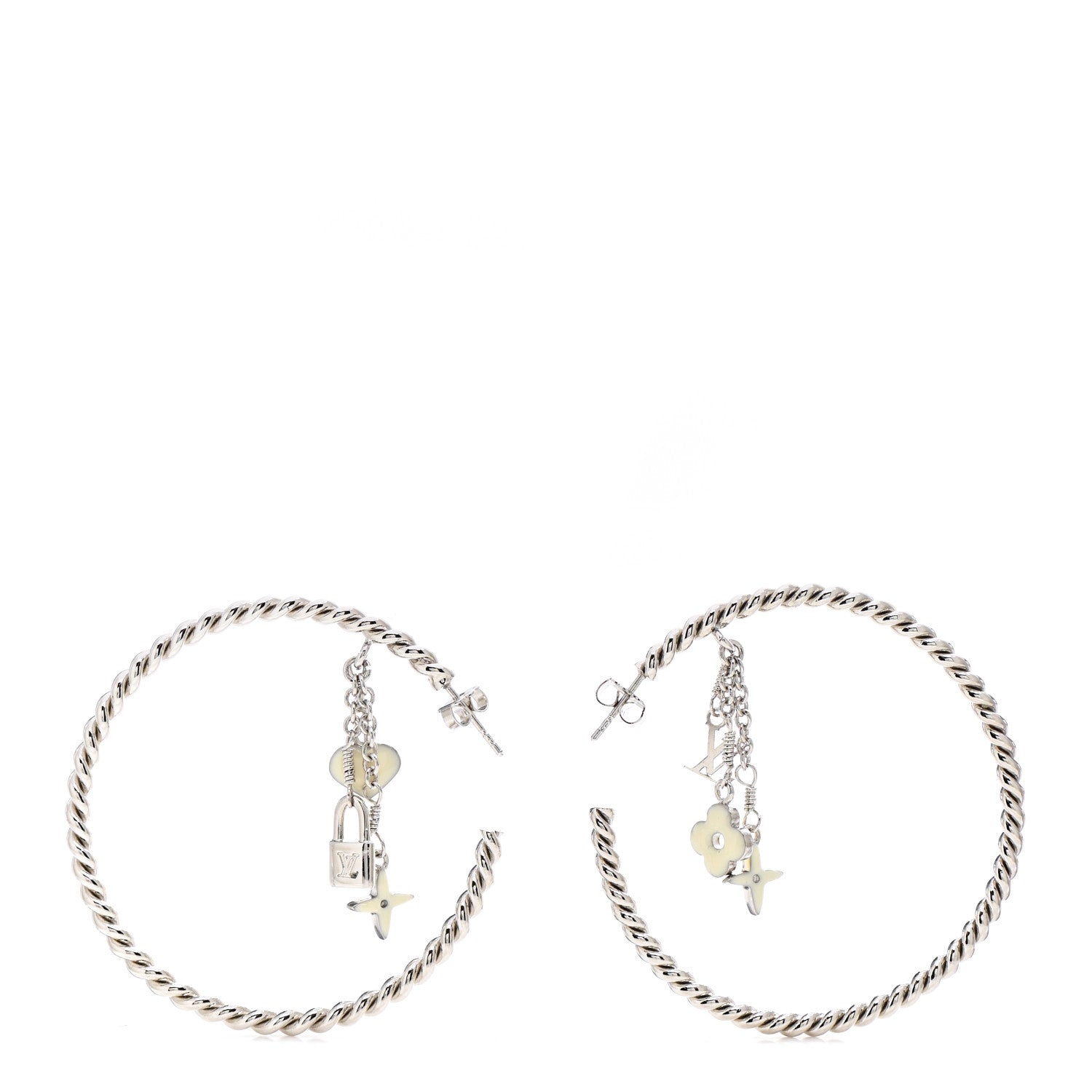 Louis Vuitton Sweet Monogram Creole Hoop Earrings Silver 1 of 3