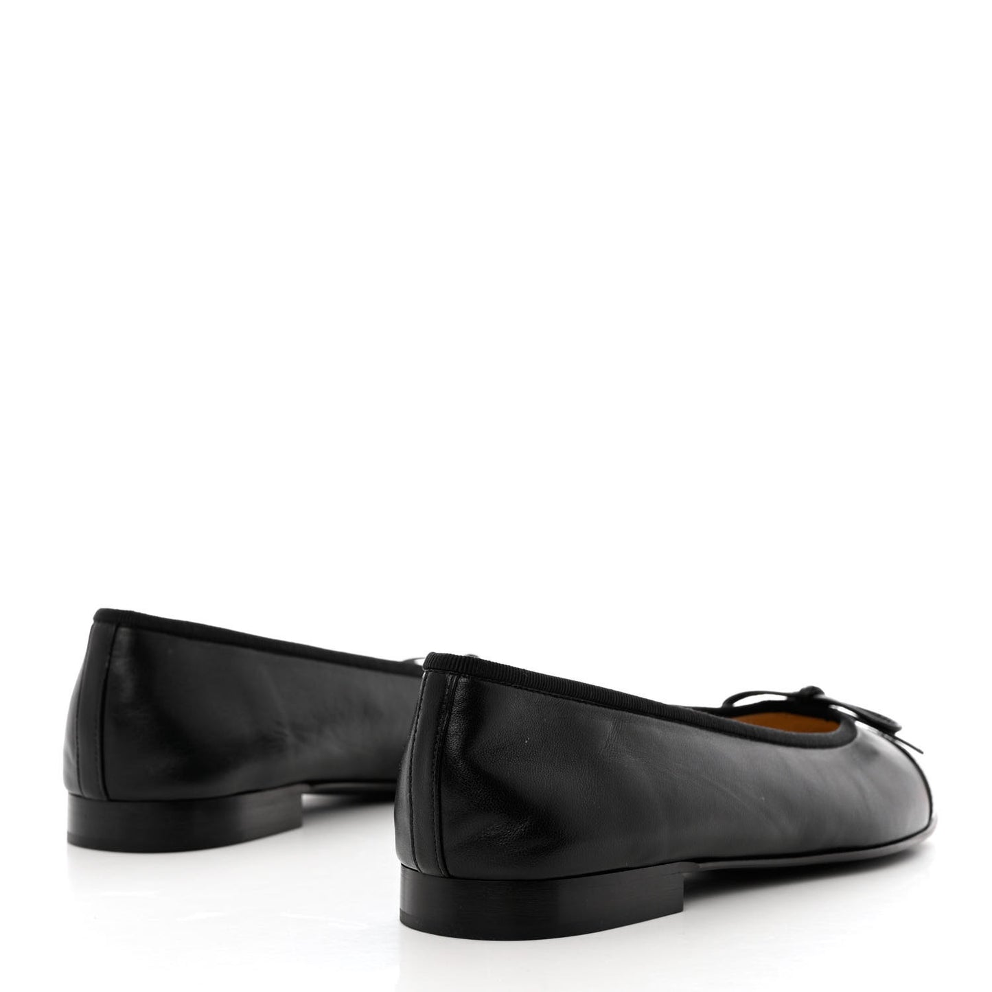 Lambskin Patent Cap Toe CC Ballerina Flats 37 Black