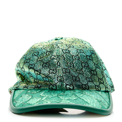 Gucci Silk Blend Jacquard Monogram Santa Barbara Baseball Hat S Green Black Radiant 3 of 9