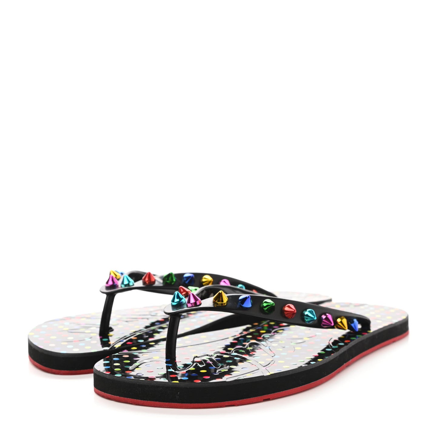 Rubber Spike Loubi Donna Flip Flop 39 Black Multicolor