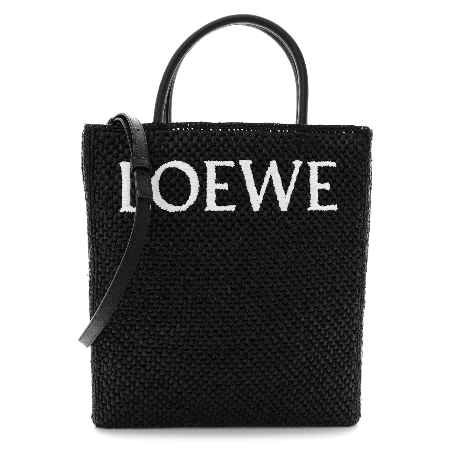 Loewe Raffia Calfskin Standard A4 Tote Bag Black 1 of 9