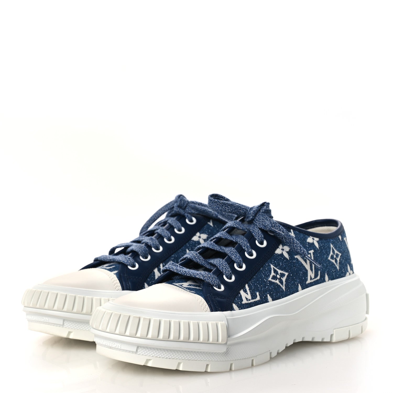 Louis Vuitton Denim Monogram Squad Sneakers 38.5 Marine 4 of 10