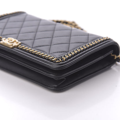 Chanel Calfskin Quilted Chain Around Boy Wallet On Chain WOC Black 7 of 12